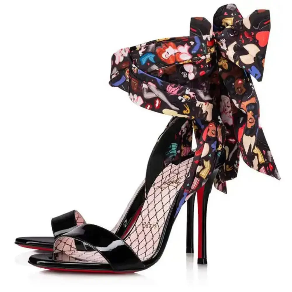 Christian Louboutin Fetish Du Desert 100 Black Lace Up Tie Sandal Heel Pump 39.5 - Picture 1 of 12
